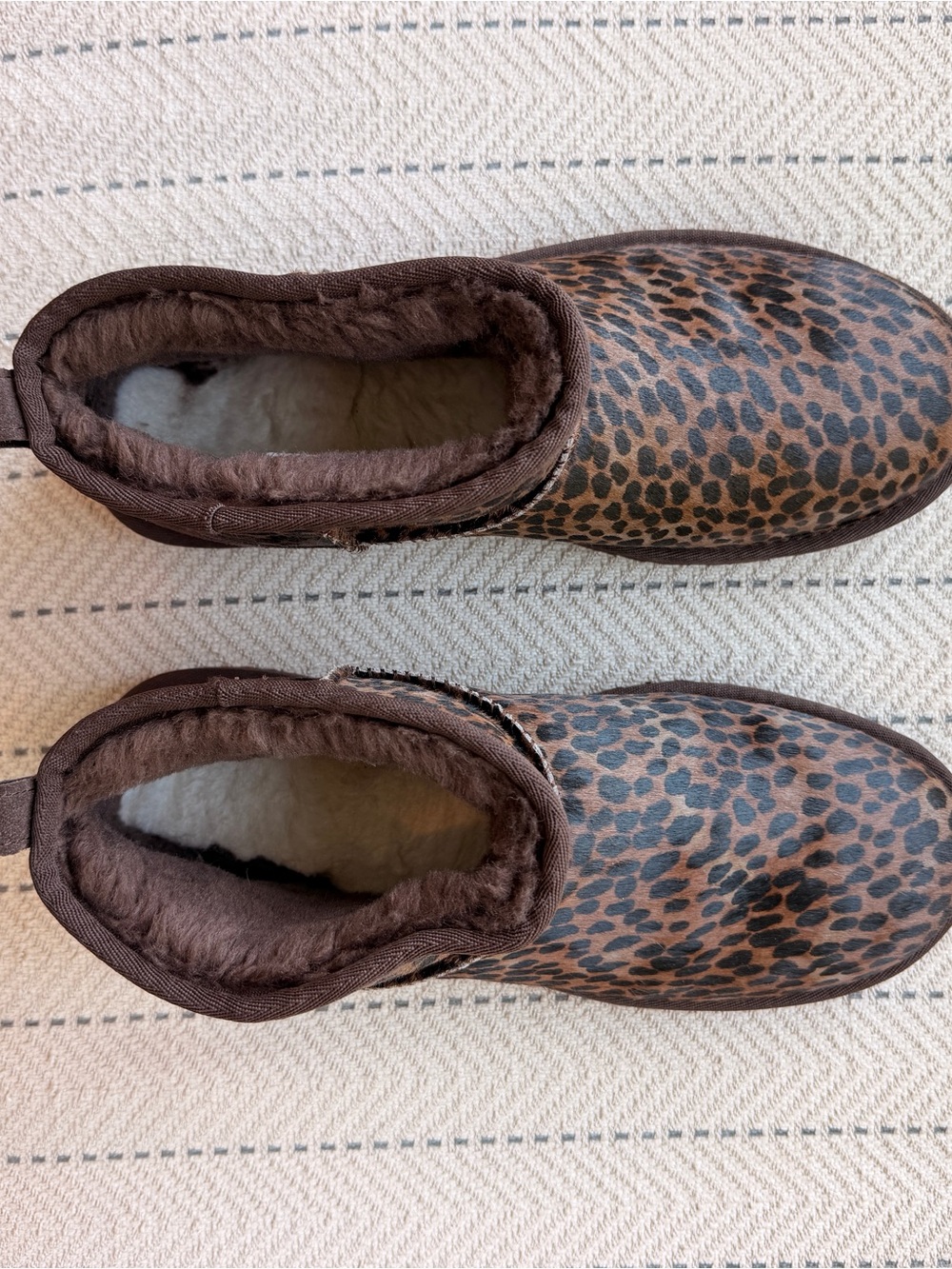 UGG Leopard Print Fleece-Lined Slip-On Booties - Brown/Black